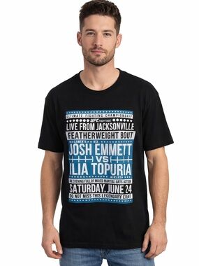 UFC Black Short Sleeve Tee with Typographic Design nwot